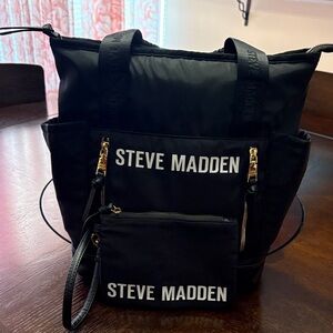 Steve Madden Black Backpack with Gold Accents